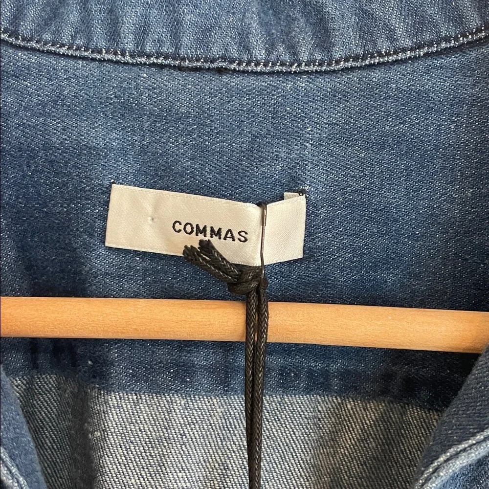 NEW COMMAS denim cotton and hemp tie front shirt Australian brand